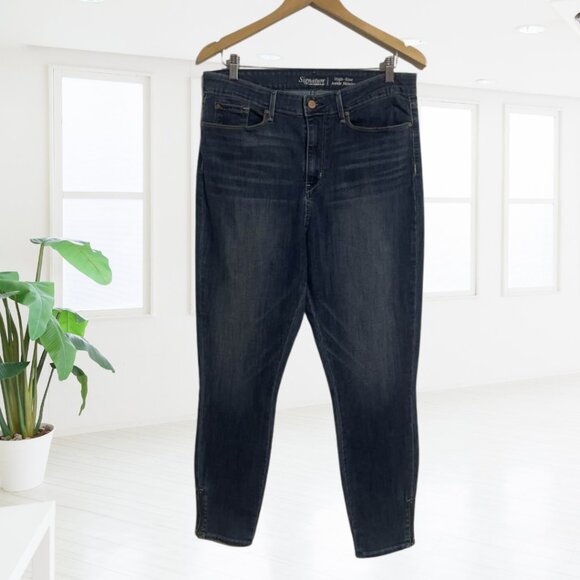 Signature Levi Strauss High Rise Ankle Skinny Jeans 16 W33 | Zipper Hem - Picture 1 of 15